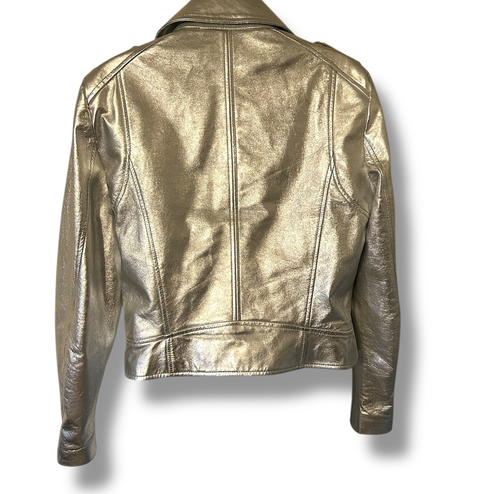 Lamarque Metallic Silver Leather Jacket - Picture 8 of 13
